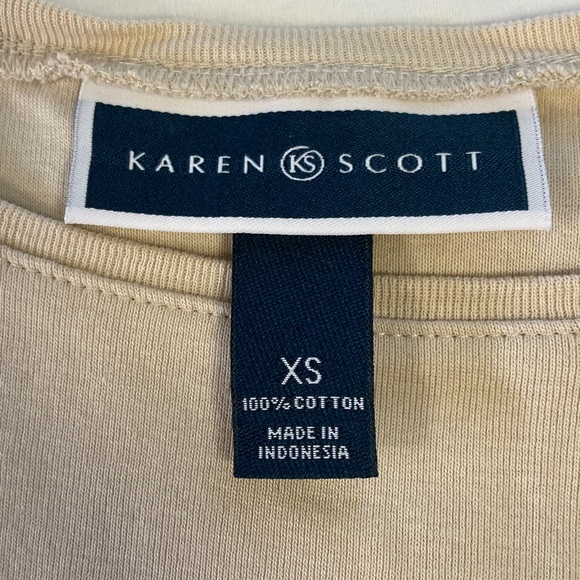 Karen Scott Cream and White Sleeveless Tops - Picture 2 of 5